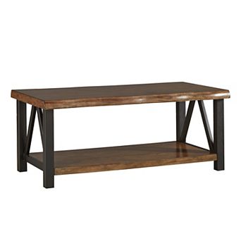 HomeVance Ackerly Mixed Media Rustic Coffee Table with Lower Shelf
