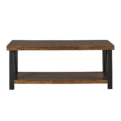 HomeVance Ackerly Mixed Media Rustic Coffee Table with Lower Shelf