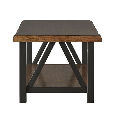 HomeVance Ackerly Mixed Media Rustic Coffee Table with Lower Shelf