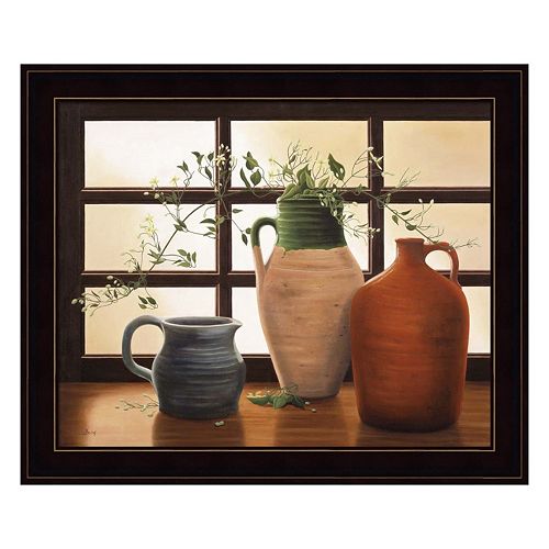 Olive Jar With Flowering Vine Framed Wall Art