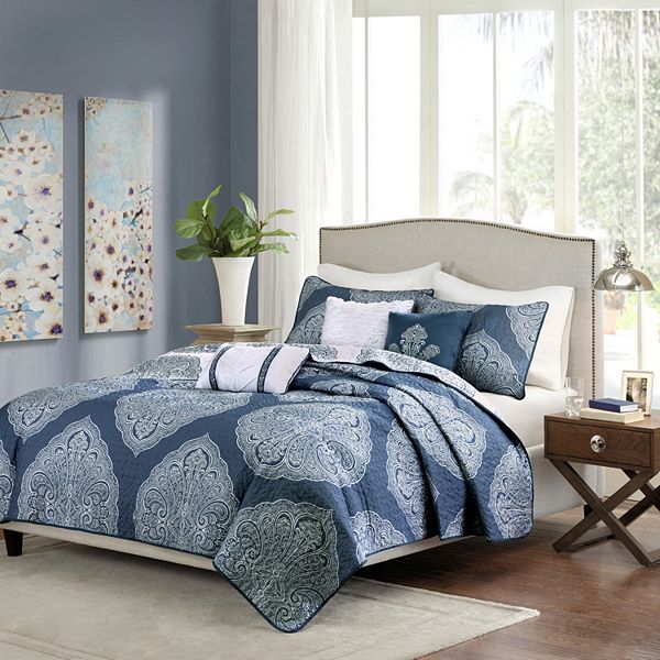 Madison Park 6-Piece Caroline Reversible Quilt Set with Shams and Throw ...