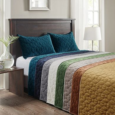 Madison Park Emery 3-Piece Velvet Quilt Set with Shams