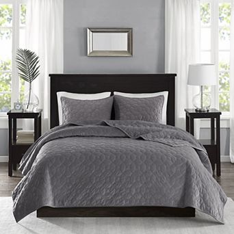 Madison Park Emery 3 pc Velvet Quilt Set with Shams