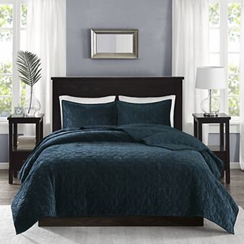 Madison Park Emery 3 pc Velvet Quilt Set with Shams