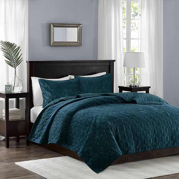 Madison Park 3 Piece Velvet Emery Coverlet Set