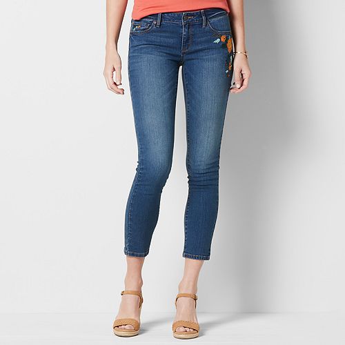 Women's SONOMA Goods for Life® Embroidered Skinny Ankle Jeans