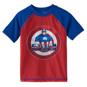 Toddler Boy Captain America Shield Colorblock Rashguard