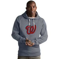 Men's Antigua Heathered Gray Washington Nationals Reward Crewneck Pullover Sweatshirt Size: Small