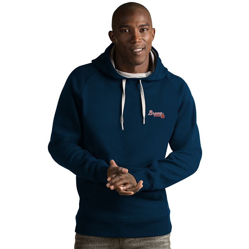 Mens Antigua Atlanta Braves Victory Pullover Hoodie, Size: Small, Blue