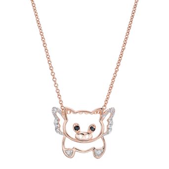 Sophie Miller 14k Rose Gold Over Silver Cubic Zirconia Pig Pendant