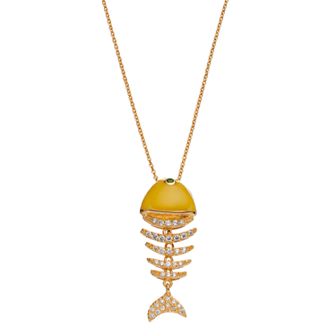 Sophie Miller 14k Gold Plated Cubic Zirconia & Simulated Emerald Fish Pendant