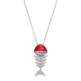 Sophie Miller Sterling Silver Cubic Zirconia Fish Pendant