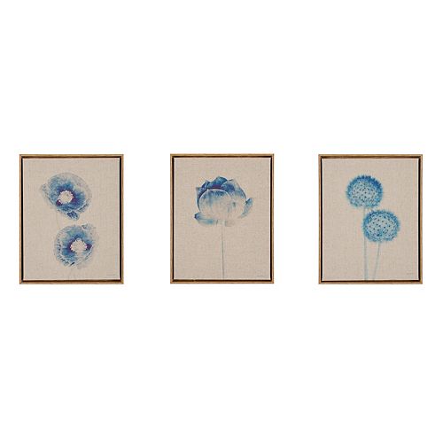 Madison Park Blue Print Botanicals Framed Linen Wall Art 3piece Set