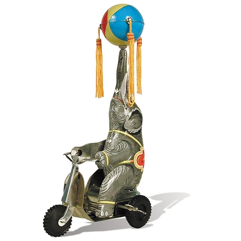 Schylling Tin Elephant On Bike Collectible Figure, Multicolor