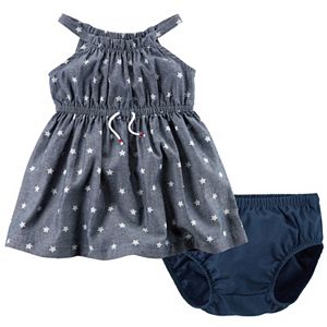 Baby Girl Carter's Star-Print Chambray Dress