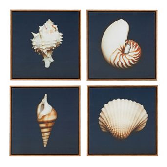 Madison Park Ocean Seashells Framed Canvas Wall Art 4 pc Set