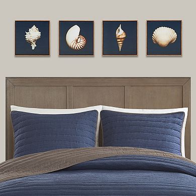 Madison Park Ocean Blue Seashells Framed Canvas Wall Art 4-piece Set