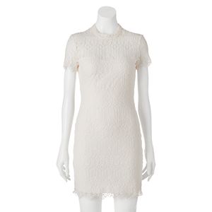 Juniors' Almost Famous Illusion Mockneck Lace Dress