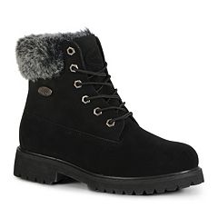 Womens black furry on sale boots