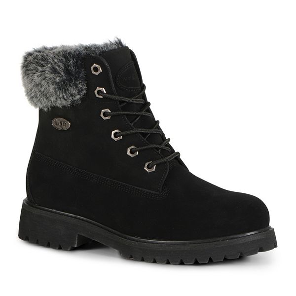 ladies black fur ankle boots