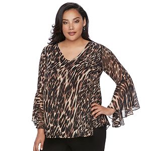 Plus Size Jennifer Lopez Leopard Chiffon Top