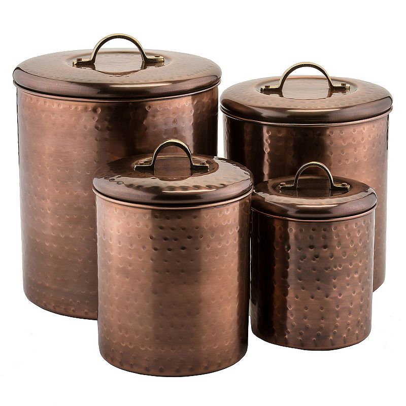 Old Dutch 4-pc. Antique Hammered Copper Canister Set, Brown, 4 PIECE
