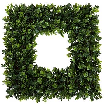 Pure Garden Artificial Boxwood Square Wreath