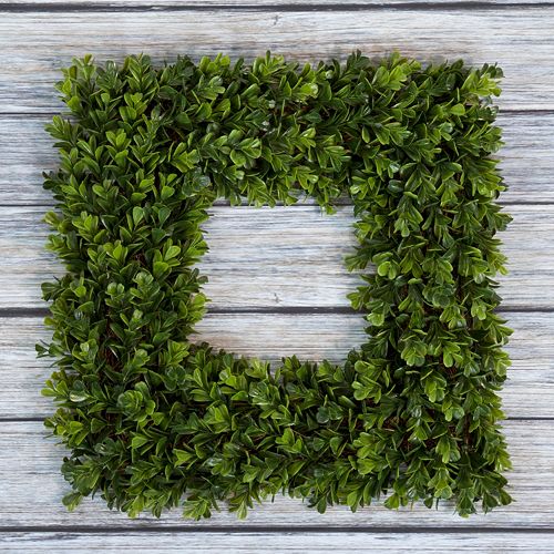 Pure Garden Artificial Boxwood Square Wreath