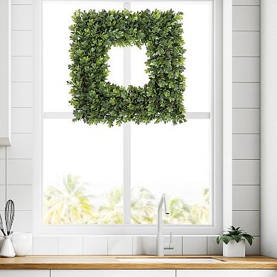Pure Garden Artificial Boxwood Square Wreath