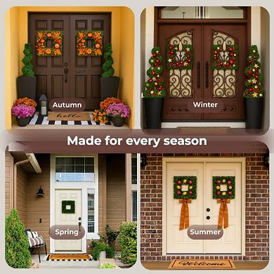 Pure Garden Artificial Boxwood Square Wreath