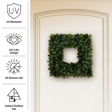 Pure Garden Artificial Boxwood Square Wreath