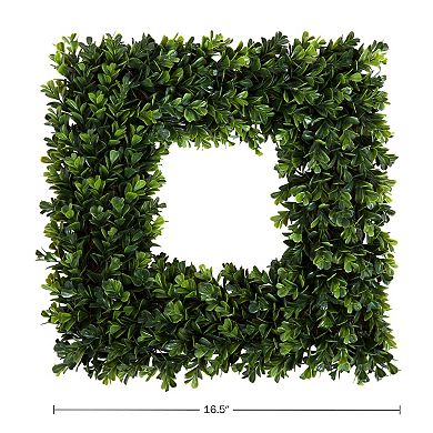 Pure Garden Artificial Boxwood Square Wreath