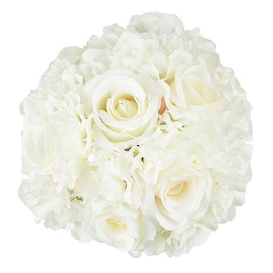 Pure Garden Artificial Hydrangea & Rose Floral Arrangement 