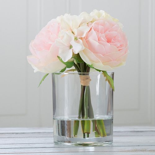 pure garden hydrangea and rose artificial floral arrangemen