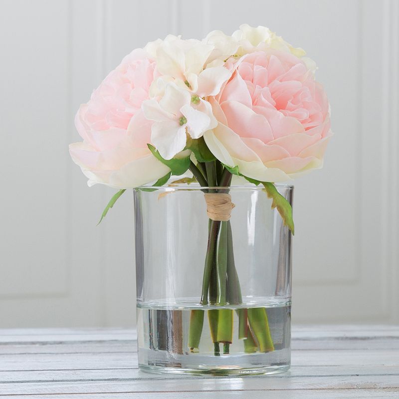 Pure Garden Artificial Hydrangea & Rose Floral Arrangement, Pink