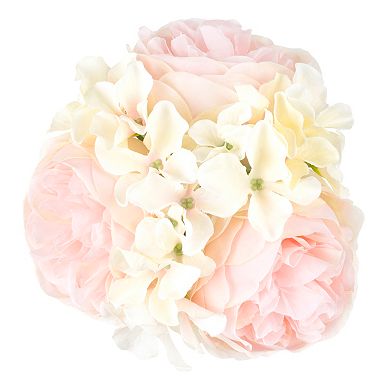 Pure Garden Artificial Hydrangea & Rose Floral Arrangement