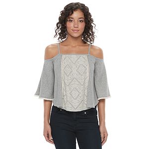 Juniors' Mason & Belle Pointelle Lace Top