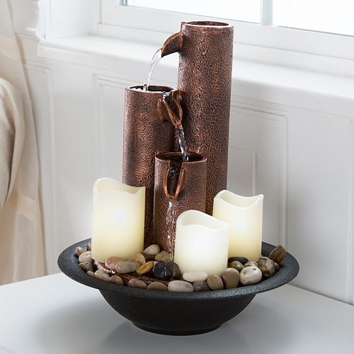 Pure Garden Tiered Fountain LED Candle Table Decor