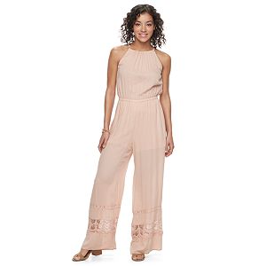 Juniors' Mason & Belle Jacquard Halter Jumpsuit