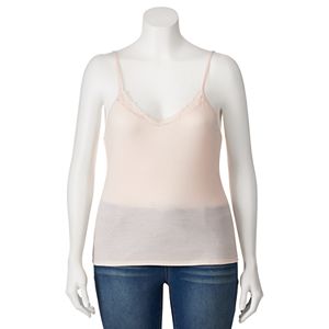 Juniors' Plus Size Mudd® Lace V-Neck Camisole