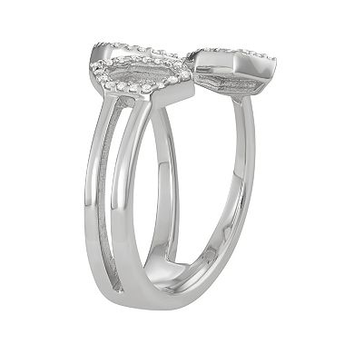 Jewelexcess Sterling Silver 1/5 Carat T.W. Diamond Hexagon Ring