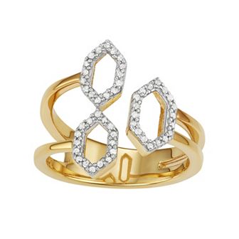 Jewelexcess Sterling Silver 1/5 Carat T.W. Diamond Hexagon Ring