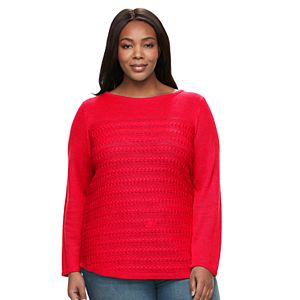 Plus Size Croft & Barrow® Textured Boatneck Sweater