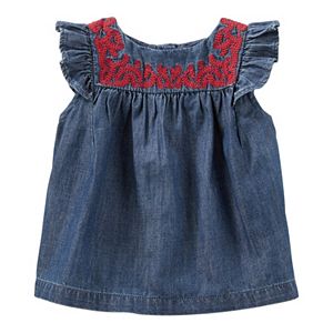 Baby Girl OshKosh B'gosh® Embroidered Chambray Tank Top