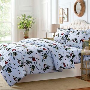 North Pole 3-piece Twill Flannel Printed Duvet Cover Set