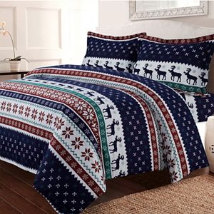 Deer Valley 3-piece Twill Flannel Printed Duvet Cover Set