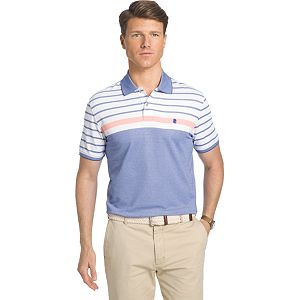 Men's IZOD Advantage Classic-Fit Colorblock & Engineer-Striped Performance Polo
