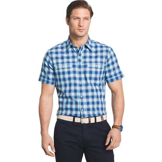 Men's Buffalo Check Short Sleeve Button UP