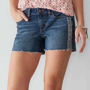 Petite SONOMA Goods for Life™ Embroidered Cutoff Jean Shorts