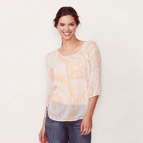 Women's LC Lauren Conrad Pintuck Peasant Top